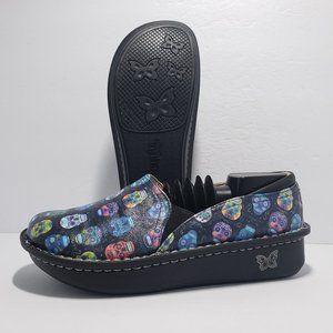 Alegria Deb-484 Sugar Skull Clog Nurse Professional Shoes Women's US Size 8.5